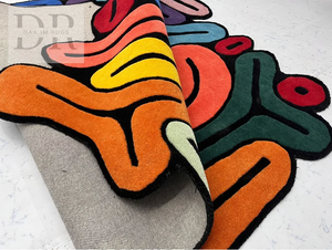 พรมขนสัตว์แบบถักมือแบบนามธรรมที่ทันสมัยคุณภาพสูงสำหรับพื้นบ้านสำหรับห้องนั่งเล่นห้องอาหารห้องครัวการวาดภาพการเล่นโรงแรมสำนักงานอื่นๆ - Product Image 4