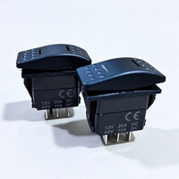 Interrupteur à bascule étanche et anti-poussière DC12V24V DPDT ON-OFF-ON 7P avec couvercle noir et double éclairage rouge pour la modification de camions, bateaux et embarcations marines