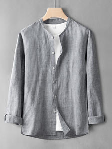 Camicia di <span class=keywords><strong>lino</strong></span> Casual per gli uomini taglie forti XL vestito stile con bottone per abbigliamento Casual per gli uomini - Product Image 4