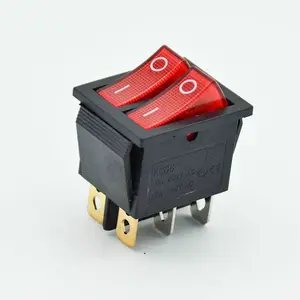 6PIN Red Double Light Rocker Switch Waterproof ON-OFF Boat Power Switch 16A 250V/ 20A 125V