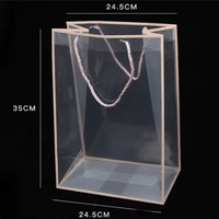 Sac à main transparent en plastique PP à fond carré, réutilisable, pour emballage de fleurs, mariage, fête, papier et carton