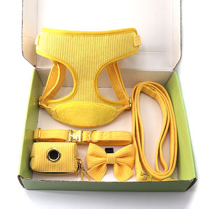 Nuevos productos para mascotas, conjunto de arnés de correa de cuello de perro acolchado de rejilla de terciopelo de lujo a la moda con pajarita y soporte para bolsa de caca - Product Image 6