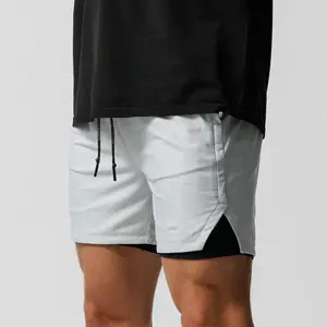 Custom Logo Men Sportswear 2 In 1 Quick Dry Running Short Pants Breathable Pocket Liner Tights Short Pants Workout Gym Shorts