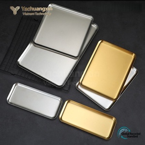 Stainless Steel <b>Rectangle</b> Dinnerware Set Durable Dishwasher Safe Minimalist Design Daily Use Tray Plate Collection - Product Image 6