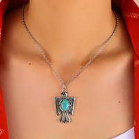 Collier pendentif turquoise incrusté d'aigle vintage de style occidental en gros pour unisexe