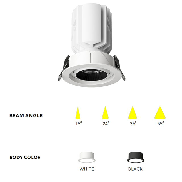 Modern UGR<19 Dali Dimmable Recessed Downlights Black Color White Eyeball Spotlight Certified for Canada Home Office Workshop