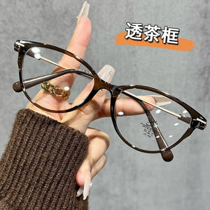 Monturas de gafas ópticas Tr90 Cat Eye con filtro de luz azul para mujer, montura completa, lentes planas, gafas para visión de cerca 38026 - Product Image 1