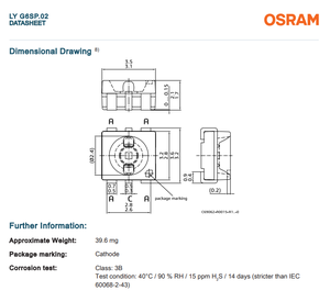 LED Automotriz OSRAM Advanced Power TOPLED LY G6SP.02 590nm Amarillo 28lm 0.32W 120 Grados PLCC6 SMD - Product Image 6