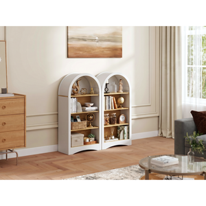 Mobiletto Espositore Autoportante 47 Pollici con Ripiani Effetto Legno, Armadio ad Arco a 4 Livelli con Scaffale Aperto, Arredamento Salvaspazio per Soggiorno - Product Image 4
