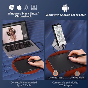 Tablette graphique UGEE S640, tablette de <span class=keywords><strong>dessin</strong></span> de 6 pouces, tablette numérique avec stylet, planche à <span class=keywords><strong>dessin</strong></span>, stylet 8192 pour Android, Windows, <span class=keywords><strong>Mac</strong></span>, ordinateur portable - Product Image 6