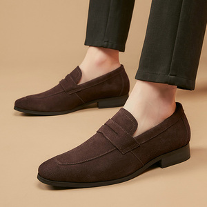 New Arrival Luxury Men's Dress Shoes Genuine Leather Loafers <b>Pointed</b> Toe Slip-On Height Increasing <b>Light</b> Fashion Trend - Product Image 2