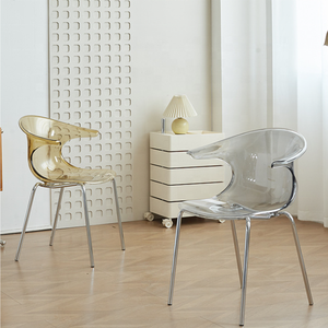 Chaise de salle à manger en acrylique crème vent transparent en plastique épaissi accoudoir arrière réseau domestique chaise de loisirs de réception de <span class=keywords><strong>chat</strong></span> rouge - Product Image 4