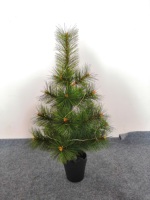 Vorbeleuchteter LED-Kiefernnadel-Kunstweihnachtsbaum Mini-Tischbaum im Topf mit Warmweißen Lichtern für Feiertagsdekoration