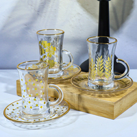 Tasse à café turque tasse à thé de l'après-midi personnalisée tasse à thé en verre rétro moderne plaqué or classique avec ensemble de soucoupe