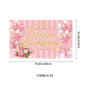 Bannière décorative Joyeux Anniversaire Rose Doré en Gros pour Filles, Toile de Fond <span class=keywords><strong>Photo</strong></span>, Panneau en Tissu pour Fêtes d'Anniversaire 18, 21, 30 Ans - Product Image 3