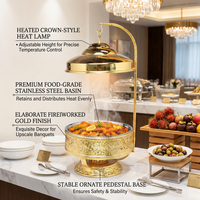 Plat de service de luxe durable en acier inoxydable 8L de qualité alimentaire, doré, avec couvercle articulé, chauffe-plat pour buffet, restaurant et banquet