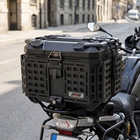 Boîte arrière de moto en aluminium noir 45L, fournie par l'usine, coffre de moto étanche, boîte supérieure de moto