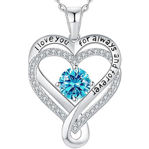 Collana a Doppio Strato in Argento Puro S925 con Cuore Eterno a Croce per Donne, Pendente a Cuore con Dodici Pietre Portafortuna - Product Image 5