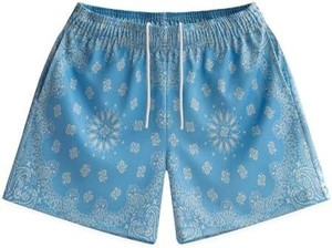 Men's Gray Printed <b>Shorts</b> With Virgin Mary And Cross Design Elastic Waist Casual Breathable Sport <b>Shorts</b> - Product Image 4