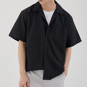 <span class=keywords><strong>Camicia</strong></span> da <span class=keywords><strong>uomo</strong></span> estiva formale con bottoni <span class=keywords><strong>a</strong></span> maniche corte con Logo personalizzato stampato in cotone 100% <span class=keywords><strong>abito</strong></span> corto <span class=keywords><strong>a</strong></span> <span class=keywords><strong>righe</strong></span> - Product Image 4