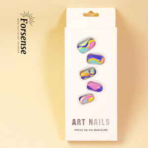 Forme ovale presse sur ongle longueur moyenne rose tourbillon acrylique 24 faux ongles avec colle faux ongles <span class=keywords><strong>prix</strong></span> de gros réutilisable fakenail - Product Image 5