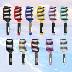 Haarstyling-Werkzeuge LOGO Kunden spezifische Farbe Kunststoff Nylon Massage Haar bürste Curved <span class=keywords><strong>Vent</strong></span> Detanling Haar bürste für schnelleres Föhnen - Product Image 6