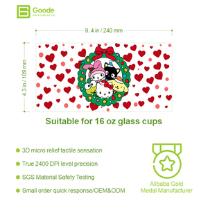 Adesivi UV DTF per Tazze/Bicchieri da 16oz, Decorazioni Impermeabili per Festival con Gattini Cartoon Giapponesi, Vendita all'Ingrosso Goode - Product Image 2