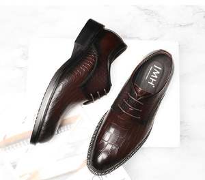 Zapatos de Hombre de Cuero Genuino Hechos a Medida, Impermeables, Transpirables, Formales, Juveniles, con Cordones y Grabado, para Boda - Product Image 2