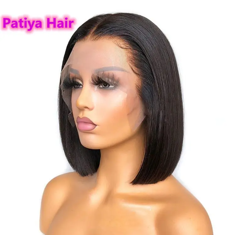 Short Bob Wig Pre Plucked Natural Black Brazilian Remy Straight Human Hair Wigs For Women Transparent Lace Front Bob Wigs Sale