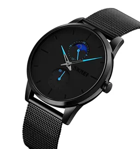 SKMEI-montre à Quartz pour hommes, minimaliste, mince et décontractée, maille en acier, étanche, à la mode, collection 9208