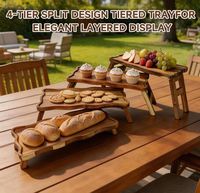 Ensemble de présentoirs à dessert pliables en bois d'acacia, plateau de service à étages pour buffet, support à cupcakes pour la décoration de fêtes et de traiteurs, 4 tailles