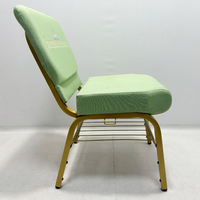 Vente en gros location de chaise de théâtre en métal empilable avec pochette chaise d'église de prière synagogue empilable en métal