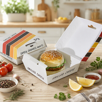 Emballage de marque privée, doublure intérieure résistante à la graisse, boîte à hamburger jetable en papier pour emporter les hamburgers