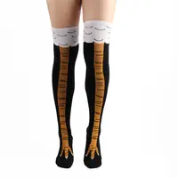 Socksmate ถุงเท้ายาวสำหรับผู้หญิง,ถุงเท้ายาวลายการ์ตูนผลิตจากผ้าฝ้ายสีขาวเนื้อผ้านุ่มใส่สบายไม่ซ้ำใครลายตีนไก่ใส่ทับถุงน่อง