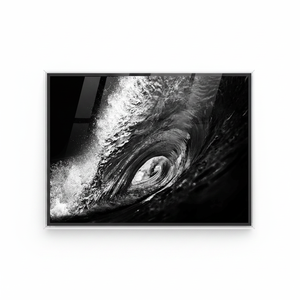 <b>Black</b> and White Wave Art Deco Panel Printed Tempered Glass Surf Canvas Clear <b>Framed</b> Hanging Wall Art - Product Image 2