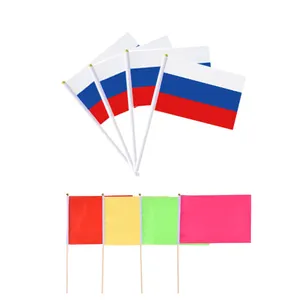 Wholesale Hand Held Flags Outdoor Advertising Custom Country Flags with Plastic Pole