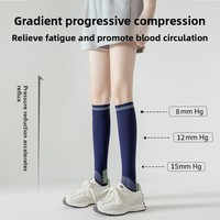 Chaussettes de compression en nylon pour femmes, chaussettes de sport longues jusqu'aux genoux, chaussettes de course à pied, chaussettes de sport élastiques antidérapantes