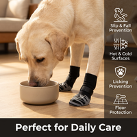 Chaussettes de protection pour pattes de chien, antidérapantes, en coton rayé, semelle antidérapante avec sangle Velcro, pour chiens âgés, confort sur sols en bois dur