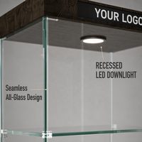 Vitrine LED en verre pour magasin de détail avec éclairage et verrouillage, personnalisable avec logo, pour centres commerciaux et usage commercial