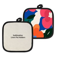 Support de Pot Carré en Lin pour Sublimation, Vente en Gros, avec Dos en Caoutchouc pour Cuisine - Impression par Transfert Thermique