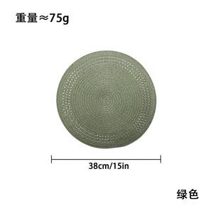 <b>Round</b> Woven Placemats Heat Insulating <b>Table</b> Mats Nordic Style Solid Color <b>Round</b> Shape Green Off <b>White</b> Gray - Product Image 5