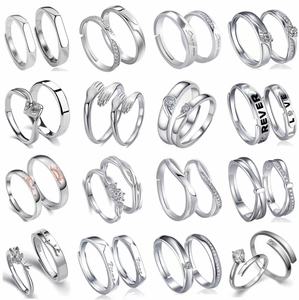 Anillo de Pareja Ajustable de Plata de Ley S925, Anillo de Compromiso Simple de Amor, Joyería Fina al por Mayor, Regalo de San Valentín - Product Image 6