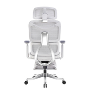 Chaise de bureau ergonomique pivotante réglable avec appui-tête 4D, soutien lombaire profilé, dossier en maille, cadre en alliage d'aluminium, silencieuse pour le bureau à domicile