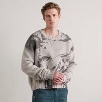 Suéter Unisex de Invierno de Manga Larga con Estampado de Estatuas Vintage, Tejido de Lana, Corte Ancho y Corto, para Hombre