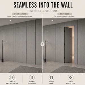 <span class=keywords><strong>Porte</strong></span> <span class=keywords><strong>invisible</strong></span> moderne encastrée dans le mur <span class=keywords><strong>avec</strong></span> charnières dissimulées, <span class=keywords><strong>porte</strong></span> de passage secrète en placage sans joint pour la maison - Product Image 2