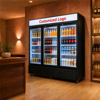Réfrigérateur commercial pour boissons 980L, vitrine à trois portes vitrées, réfrigérant R290a, refroidisseur vertical