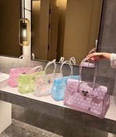 Sac fourre-tout d'été transparent résistant à l'eau grande capacité style classique moderne, sac à main à pois tendance à porter sous le bras