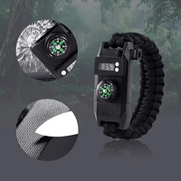 Bracelet de survie multifonctionnel 7-en-1 tressé à la main TOMITOMO avec boussole, montre électronique et corde pour le camping et la randonnée en extérieur