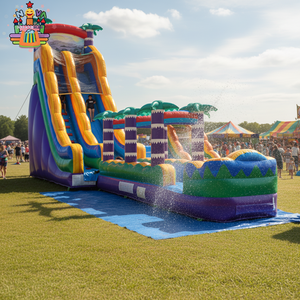 Château gonflable commercial NOVA avec toboggan aquatique, imprimé tropical personnalisable, bâche d'irrigation en PVC MY, utilisation en extérieur - Product Image 2