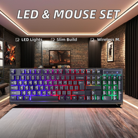Keyboard Gaming lampu latar LED 104 kunci, Keyboard Gaming Kombo Harga kompetitif Mouse optik nirkabel 3D antarmuka USB